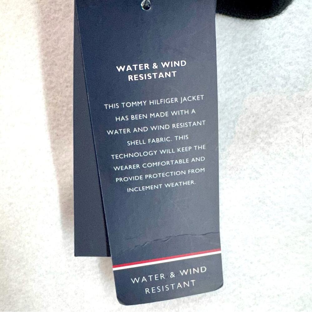 NWT Men’s Tommy Hilfiger Water & Wind Resistant Zip-up Hooded Jacket Black Large - Picture 8 of 9